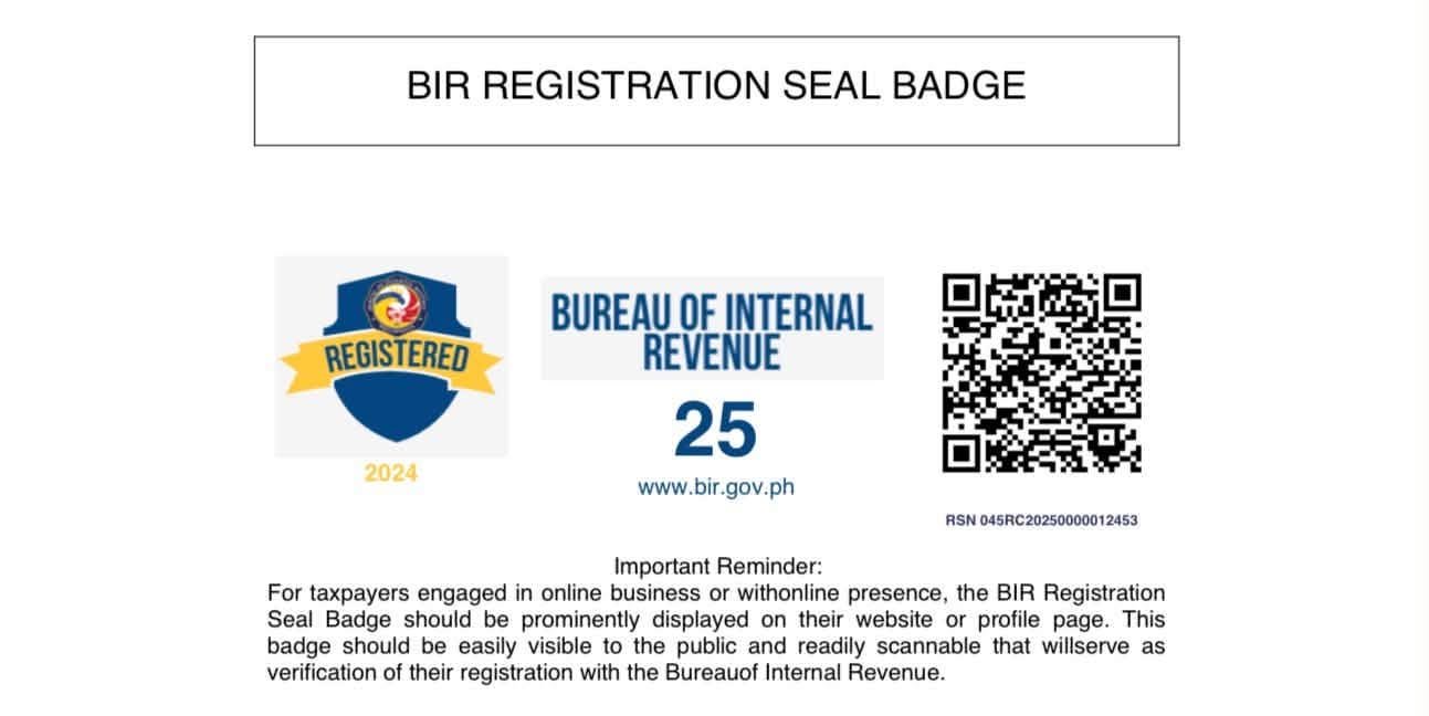 BIR Registration Seal Badge — A & A Home Appliances
